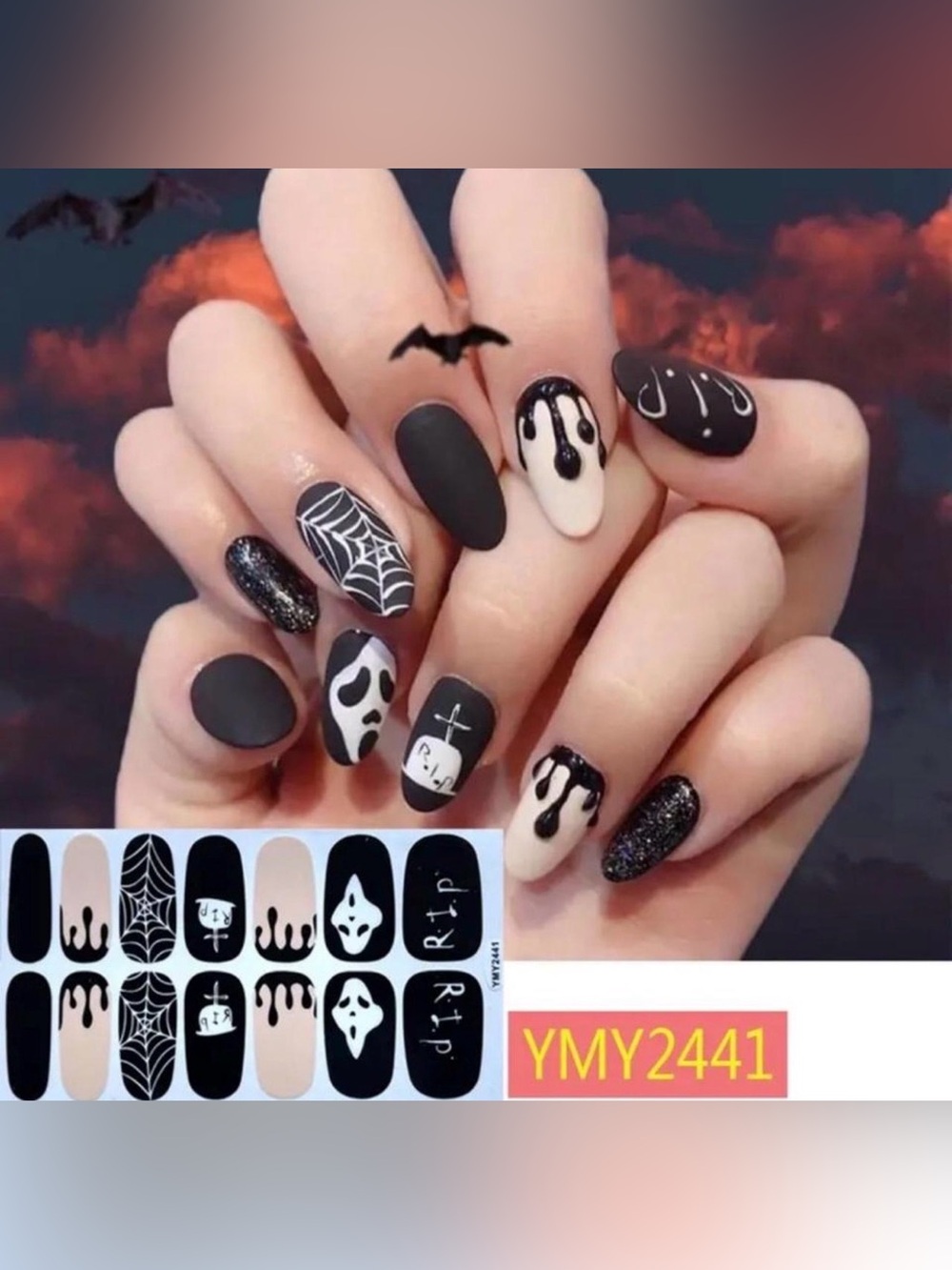 $2 Halloween Black & Nude Ghost Nail Wraps $2 WITH ANY $10 ORDER OR MORE